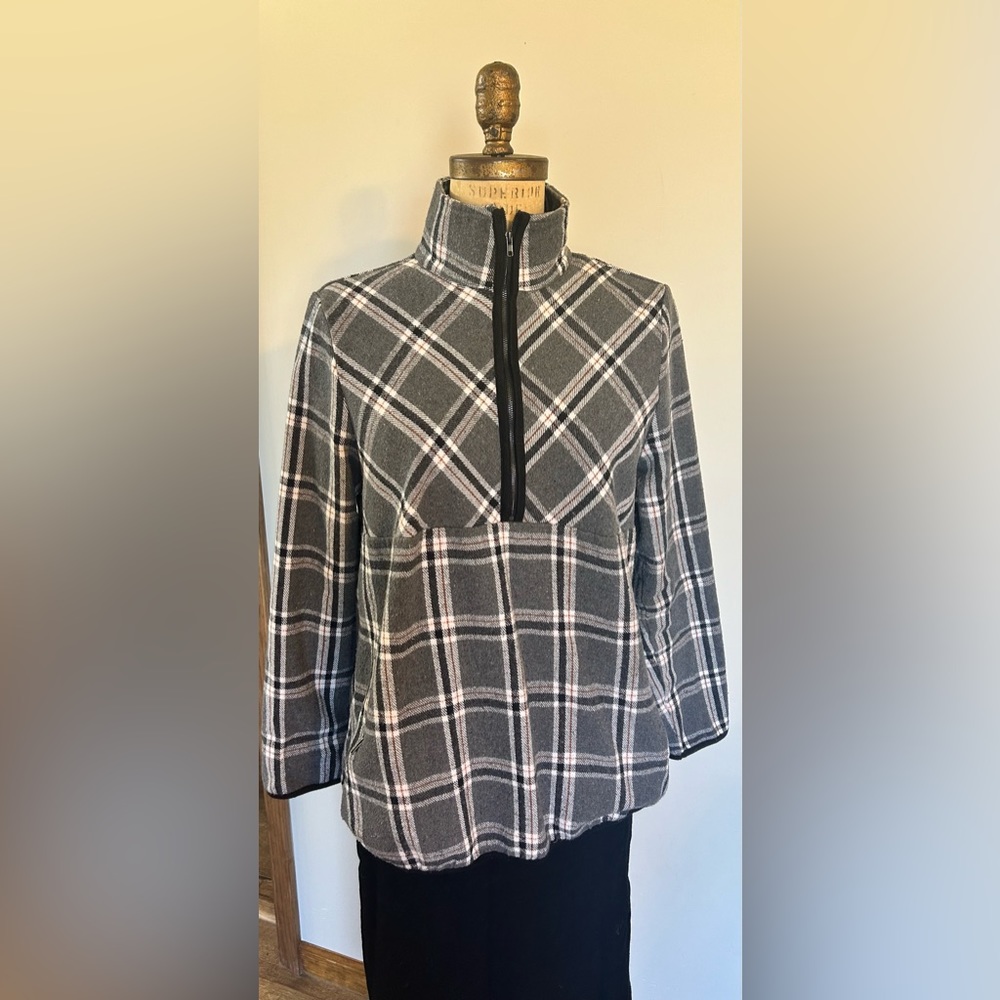 Plaid 3/4 Zip Sweater